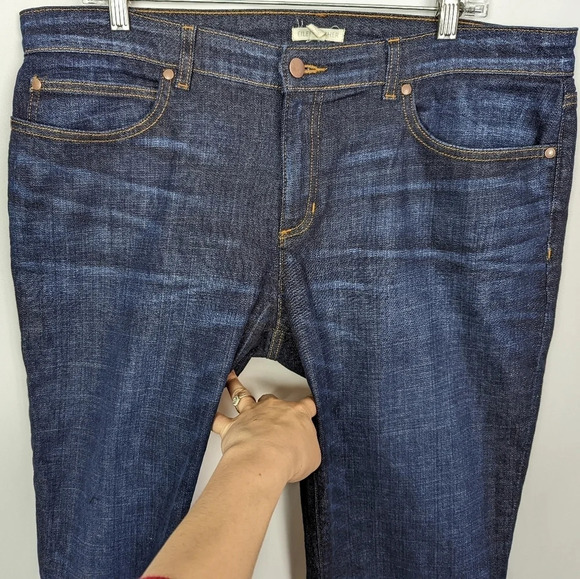 Eileen Fisher sz. 16 Dark Organic Cotton Slim Straight Stretch Blue Denim Jean - Picture 4 of 8